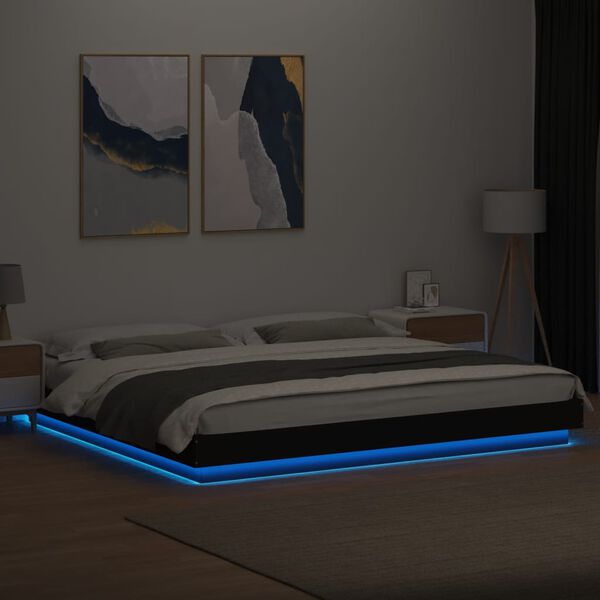 vidaXL Giroletto con Luci LED Nero 200x200 cm in Legno Multistrato