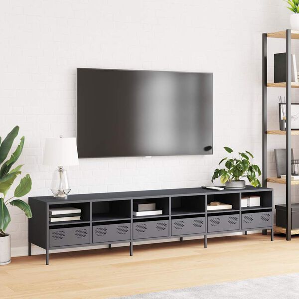vidaXL Mobile TV Antracite 202x39x43,5 cm Acciaio Laminato a Freddo