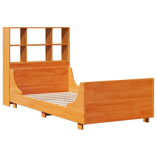 vidaXL Letto Libreria senza Materasso Marrone Cera 75x190 cm Legno