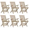 vidaXL Sedie Giardino Pieghevoli 6pz Grigie 56x61x89 cm Massello Teak