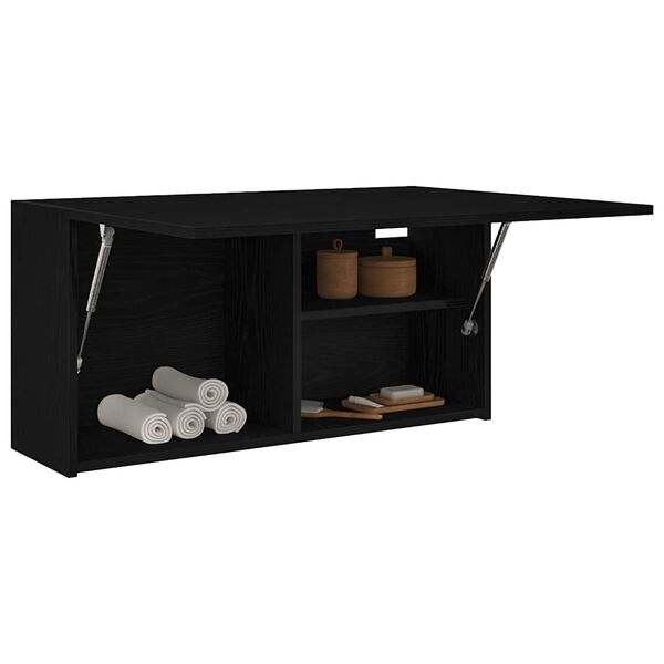 vidaXL Mobile da Bagno a Parete Nero 80x25x40 cm in Truciolato