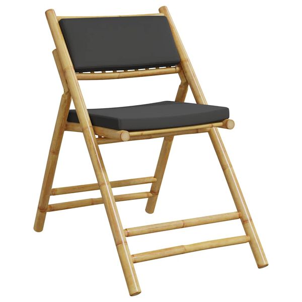 vidaXL Sedie da Bistrot Pieghevoli 6 pz con Cuscini Grigio Scuro Bambù