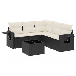 vidaXL Set Divano da Giardino 6 pz con Cuscini Nero in Polyrattan