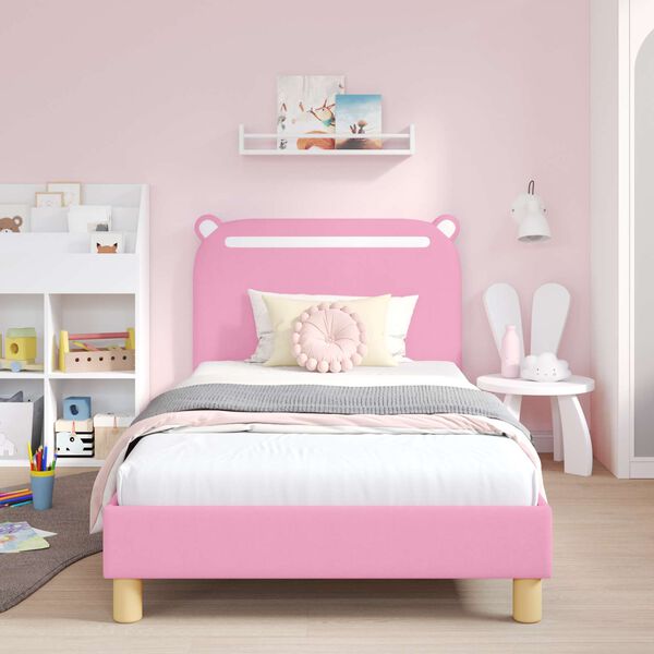 vidaXL Struttura letto bambini con testata Rosa 90 x 200 cm Tessuto