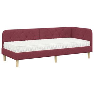 vidaXL Cornice del letto ad angolo Rosso Vino 80 x 200 cm Tessuto