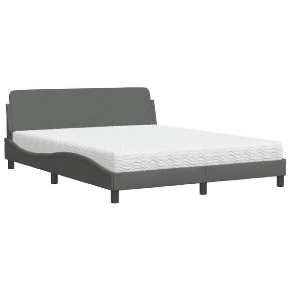 vidaXL Letto con Materasso Dover Grigio Scuro 160x200 cm Tessuto