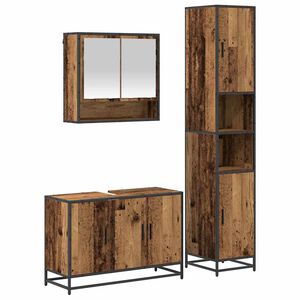 vidaXL Set di mobili per il bagno 3 pz Legno vecchio