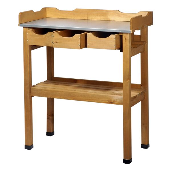 dobar Tavolo da Coltivazione in Legno con 3 Cassetti Marrone