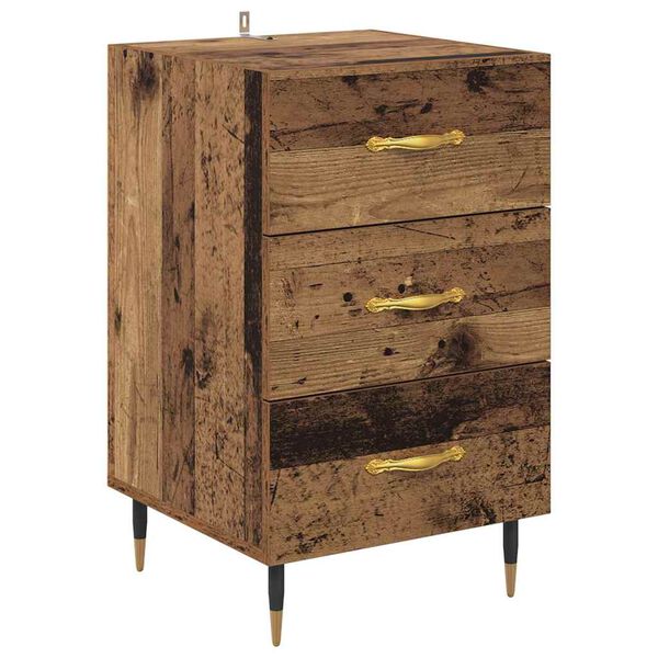 vidaXL Armadio da Notte con cassetto Legno vecchio 40 x 40 x 66 cm