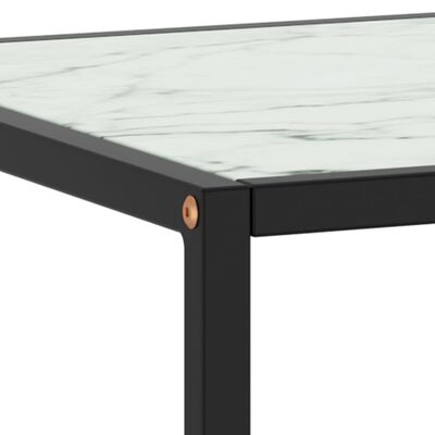 vidaXL Tavolino Nero con Vetro Bianco Marmorizzato 90x90x50 cm