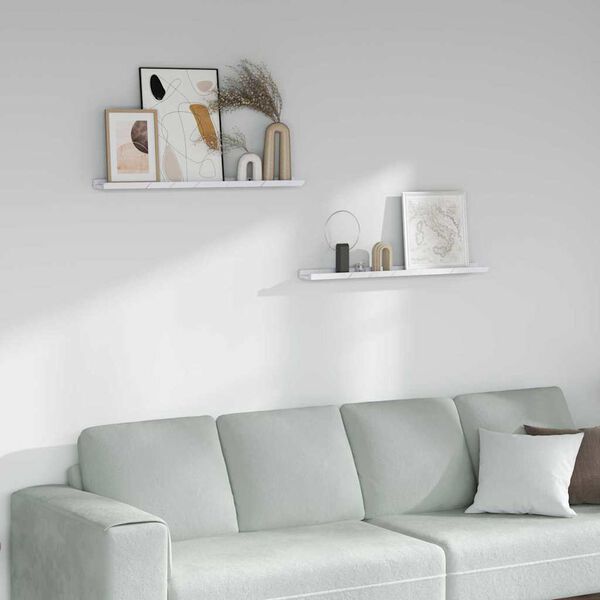 vidaXL Scaffale da parete 2 pcs Marmo Bianco 80 x 9 x 3 cm