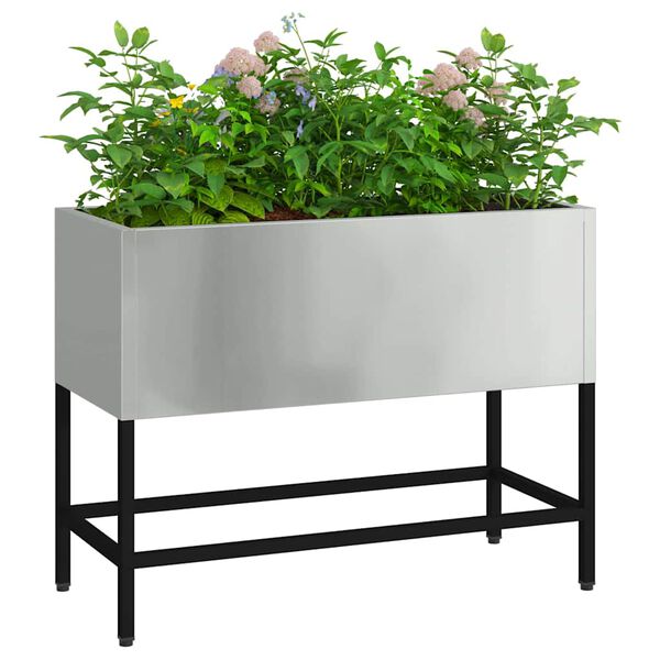 vidaXL Vaso da Giardino Rialzato Argento 60 x 26 x 45 cm
