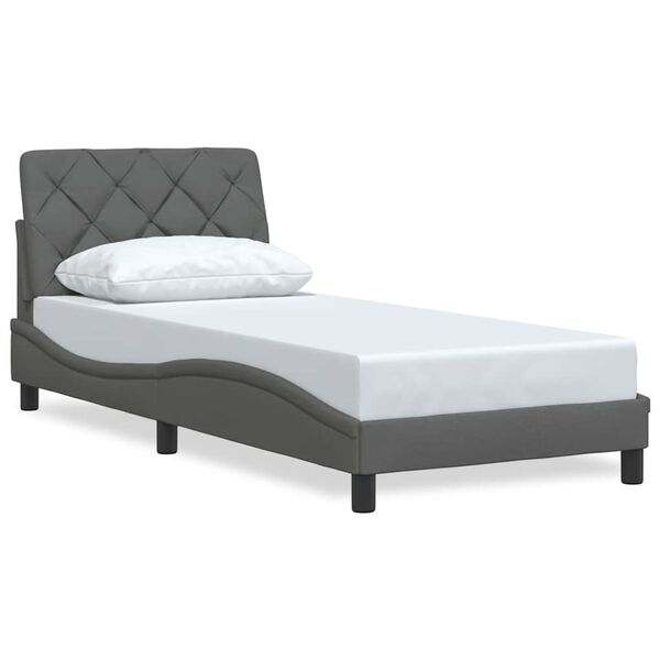 vidaXL Giroletto senza Materasso Grigio Scuro 90x190 cm Tessuto