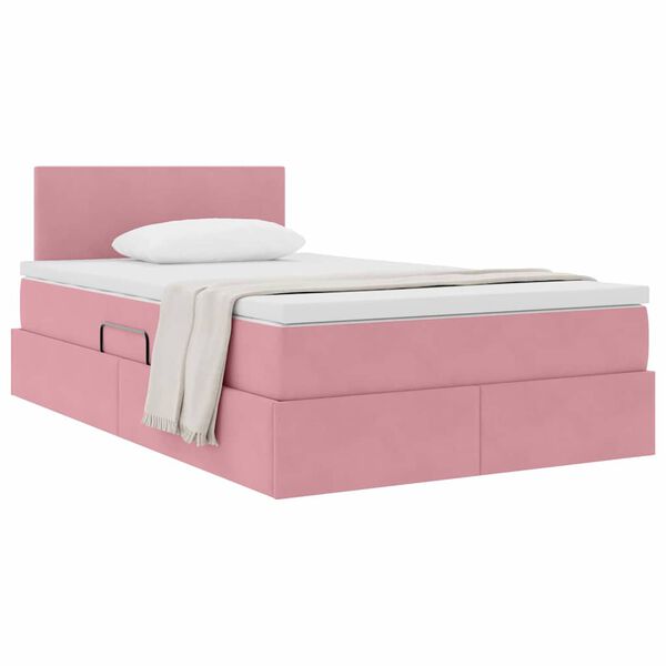 vidaXL Letto con Contenitore con materasso Rosa 120 x 200 cm Velluto