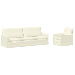 vidaXL Set di divani 2 pcs Crema Tessuto in Cords