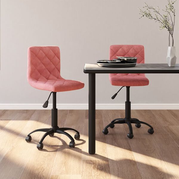 vidaXL Sedie da Pranzo Girevoli 2 pz Rosa in Velluto