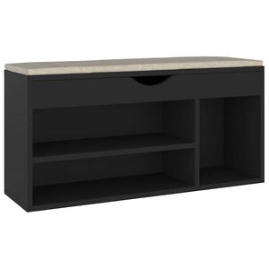 vidaXL Panca Porta Scarpe con Cuscino Nera 104x30x49cm Multistrato