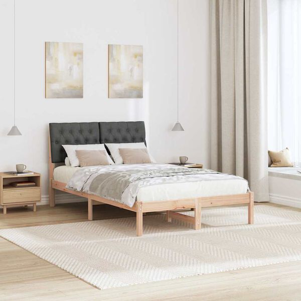 vidaXL Letto con Testiera Rivestita con testiera Marrone 120 x 190 cm