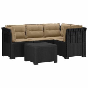 vidaXL Divano da giardino 4 posti con cuscini aspetto rattan PP