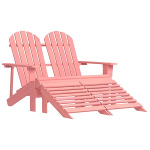 vidaXL Sedia da Giardino a 2 Posti con Pouf in Legno di Abete Rosa