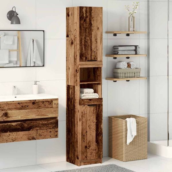 vidaXL Armadietto Bagno Legno Antico 32x34x188,5 cm Legno Multistrato
