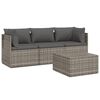 vidaXL Set Divani da Giardino 4 pz con Cuscini in Polyrattan Grigio
