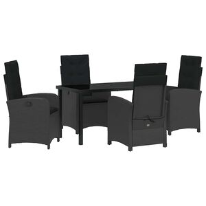 vidaXL Set da Pranzo per Giardino con cuscino 5 pcs Nero polyrattan