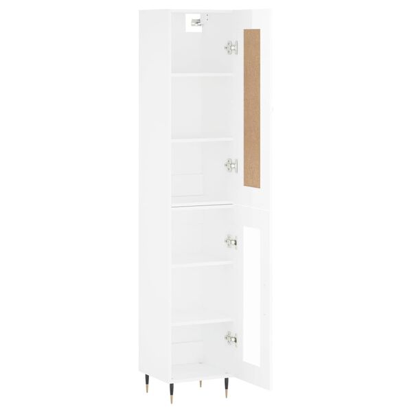 vidaXL Credenza 34,5x34x180 cm in Legno Multistrato Bianco Lucido