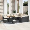 vidaXL Set Divano da Giardino con cuscino 12 pcs Nero polyrattan