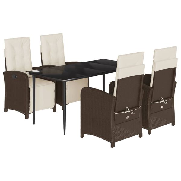 vidaXL Set da Pranzo da Giardino 5pz con Cuscini in Polyrattan Marrone