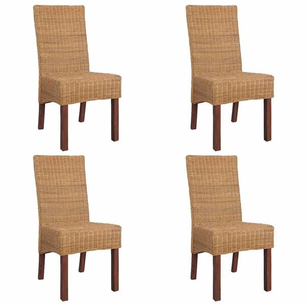 vidaXL Sedie da Pranzo 4 pz Marroni in Rattan Naturale