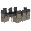 vidaXL Set da Pranzo da Giardino 9 pz con Cuscini in Polyrattan Grigio