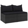 vidaXL Divani Centrali da Giardino con Cuscini 2pz in Polyrattan Nero