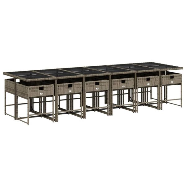 vidaXL Set da Pranzo da Giardino 13pz con Cuscini Grigio in Polyrattan