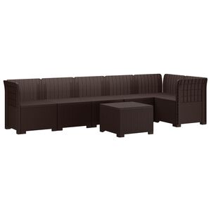 vidaXL Divano da Giardino 6 Posti Aspetto Rattan PP Marrone