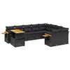 vidaXL Set Divani da Giardino 10pz con Cuscini in Polyrattan Nero