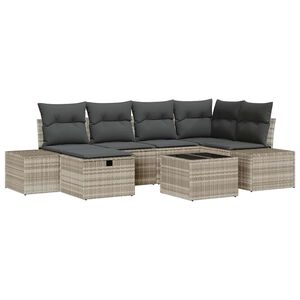 vidaXL Set Divano da Giardino 7 pcs Grigio chiaro polyrattan