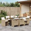 vidaXL Set da Pranzo per Giardino 9 pcs Beige polyrattan