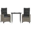 vidaXL Set da Pranzo da Giardino 3 pz con Cuscini in Polyrattan Grigio