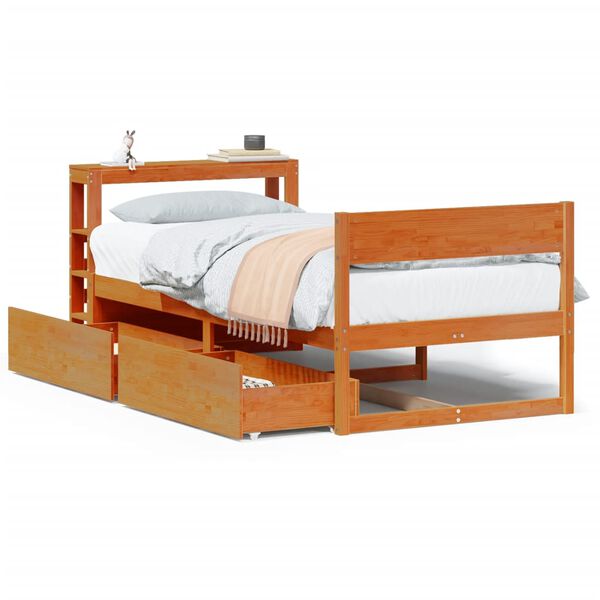 vidaXL Letto senza Materasso Marrone Cera 90x190 cm in Legno di Pino
