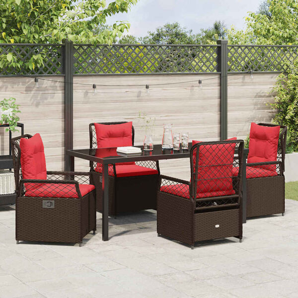 vidaXL Set da Pranzo per Giardino 5 pcs Marrone polyrattan