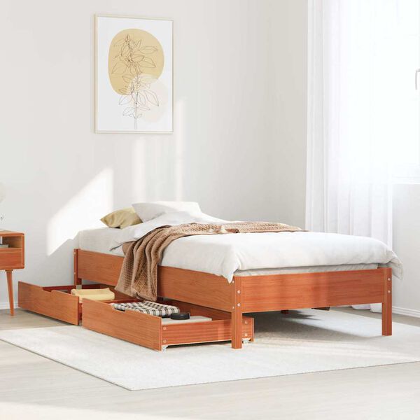 vidaXL Letto senza Materasso Marrone Cera 75x190 cm in Legno di Pino