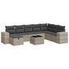 vidaXL Set Divano da Giardino 9pz con Cuscini Grigio Chiaro Polyrattan
