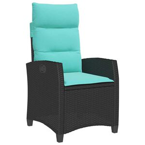 vidaXL Sedia Reclinabile da Giardino con Tavolino Nera Polyrattan