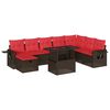 vidaXL Set Divani da Giardino 9 pz con Cuscini Marrone in Polyrattan