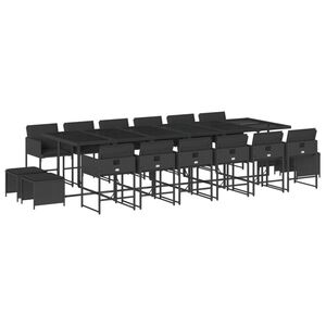 vidaXL Set da Pranzo da Giardino 17 pz con Cuscini Nero in Polyrattan