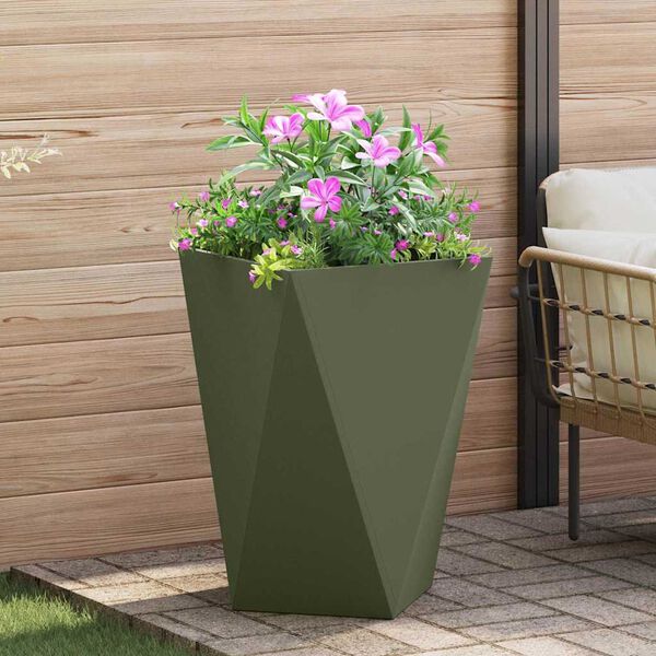 vidaXL Fioriera 2 pcs Verde oliva 50 x 50 x 75 cm Acciaio