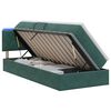 vidaXL Letto con contenitore LED e materasso Verde Scuro 100 x 200 cm