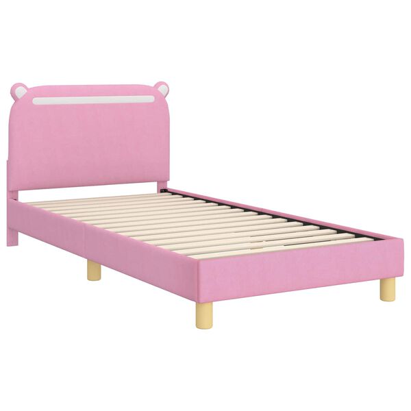 vidaXL Struttura letto bambini con testata Rosa 90 x 190 cm Tessuto
