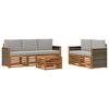 vidaXL Set di divani da esterno 6 pz Naturale e Grigio Chiaro